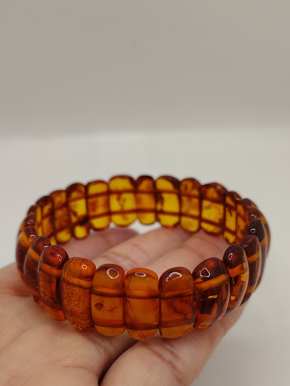 Polished Baltic Amber Stretch Bracelet